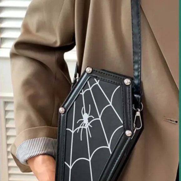 Coffin & Web Crossbody PU Bag - Picture 13 of 13